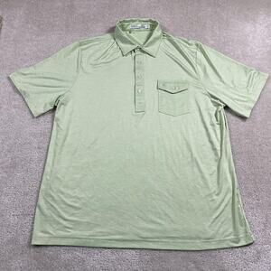 Criquet Polo Shirt Mens 2XL Light Green Performance Stretch Golf Pocket Preppy